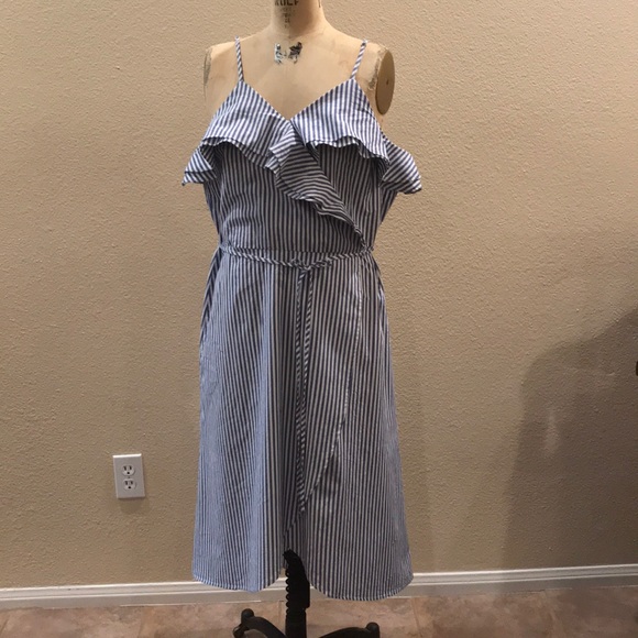 a new day Dresses & Skirts - A New Day Chambray Stripe Ruffled Sundress XXL